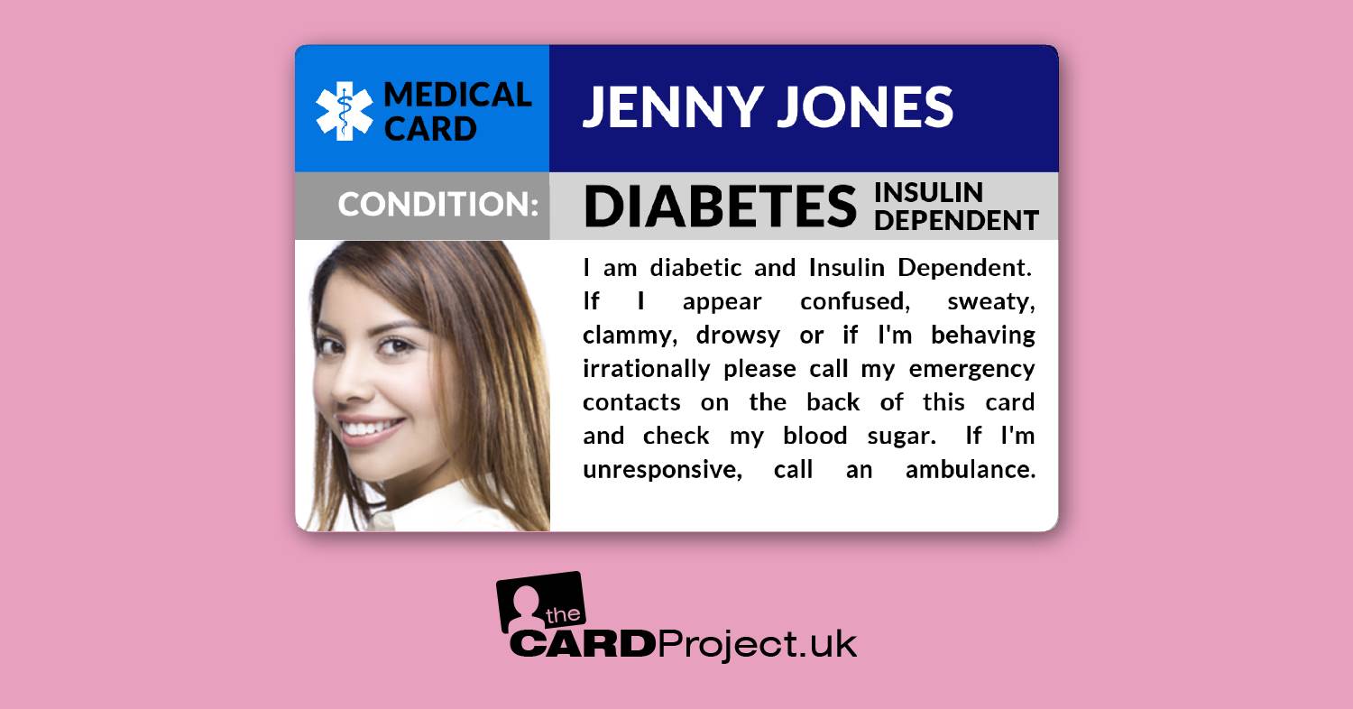 Diabetes Insulin Dependent Photo ID Card (FRONT)